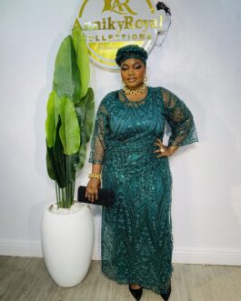 Iro and Buba Green Beaded Lace